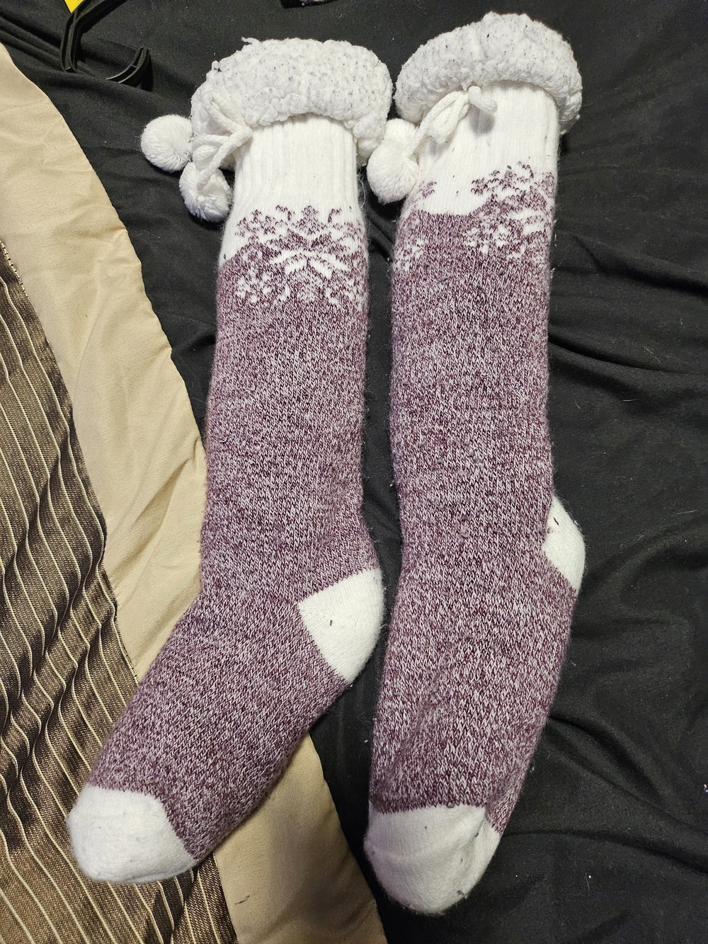 Women's Super Thick Boot Socks in Heathered Mauve and White